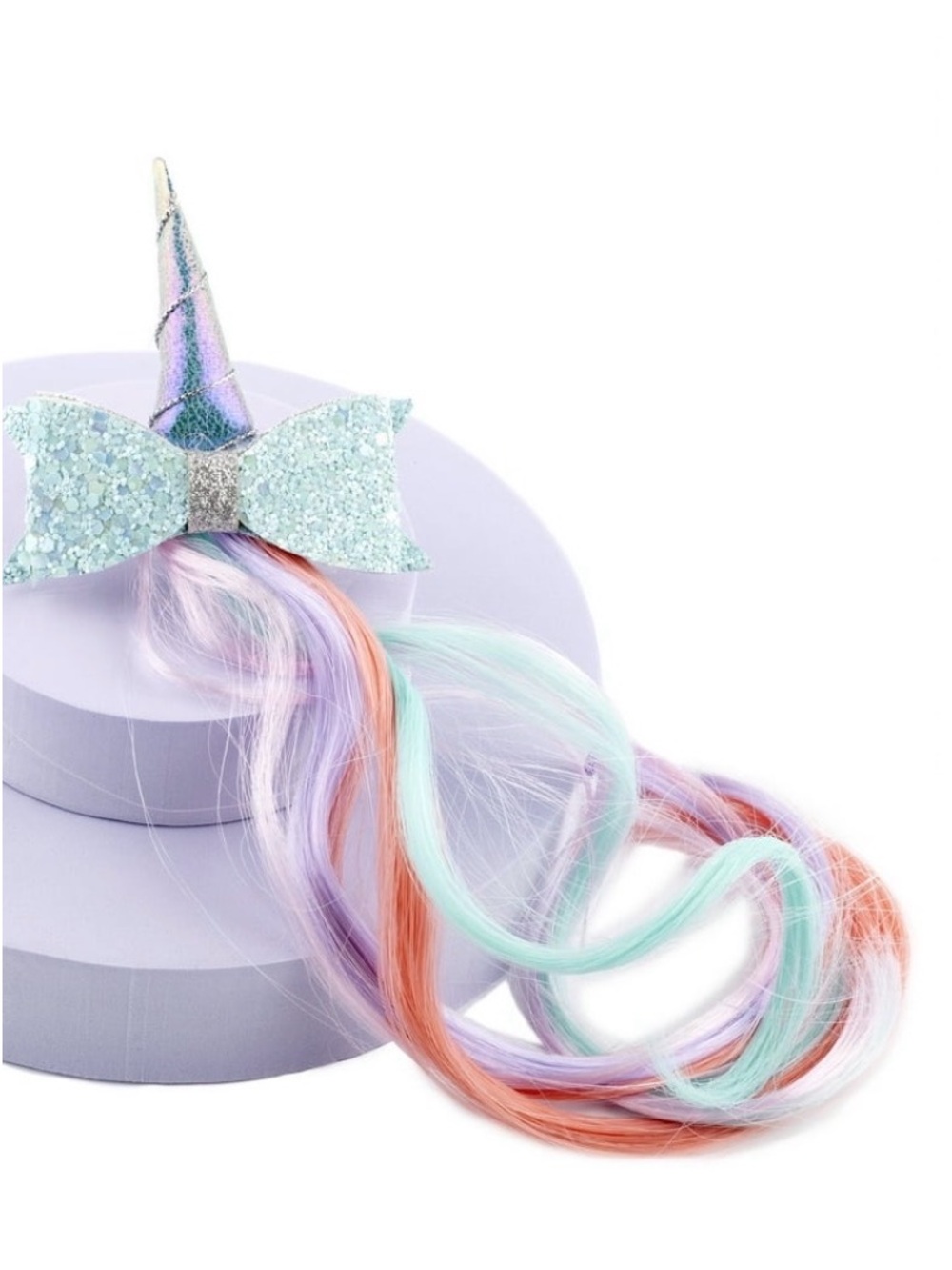 Claire's Glitter Pastel Unicorn Hair Clip with Rainbow Tail NEW